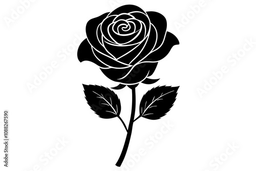 Red Rose Silhouette - Classic Valentine's Day Floral Vector Design