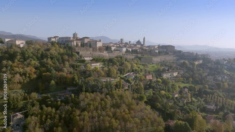 Bergamo Alta beautiful autumn day,
The old city surrounded by greenery Bergamo Alta beautiful autumn day,
The old city surrounded by greenery