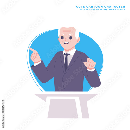 president cute cartoon character illustration 