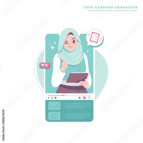 arabic tutor cute cartoon character