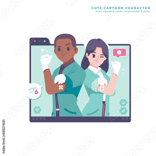 doctor and nurse cute cartoon character