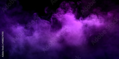 Purple Smoke Explosion on Black Background with Abstract Splatter and Dust Particles - Isolated Color Burst Effect photo