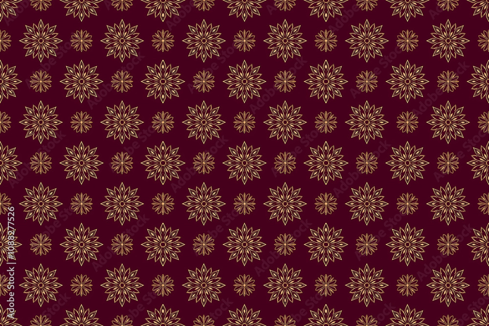 Gold and Burgundy Floral Pattern, 300 DPI, CMYK Print-Ready Gold and Burgundy Floral Pattern, 300 DPI, CMYK Print-Ready