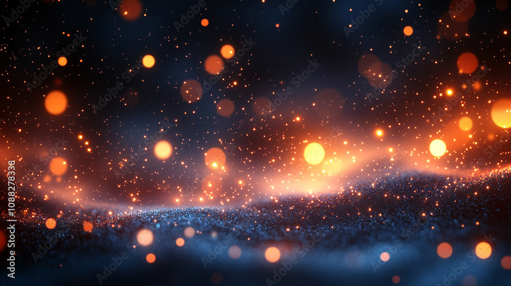 Obraz premium A vibrant teal and gold glitter bokeh backdrop, evoking a festive holiday atmosphere filled with sparkling energy and joyful anticipation of the season's celebrations and festivities