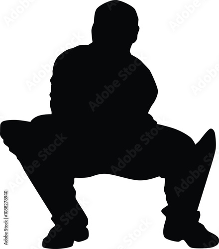 Cricket player pose silhouette illustration