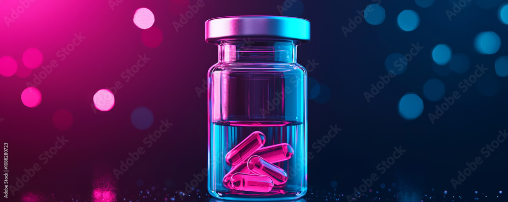 Diabetes Epidemic Concept. Hyper realistic visualization of insulin in vial with capsules Diabetes Epidemic Concept. Hyper realistic visualization of insulin in vial with capsules