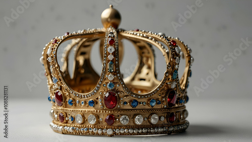 the king's lavish, expensive crown against a white background photo