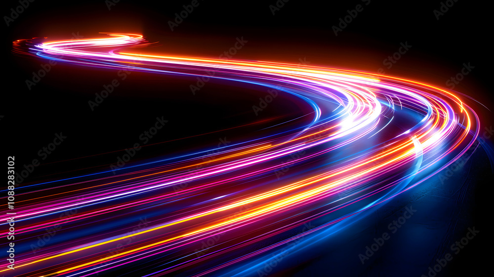 Abstract Speed light trails effect path, fast moving neon futuristic technology background, future virtual reality, motion effect, curve of neon bright, highway speed light Abstract Speed light trails effect path, fast moving neon futuristic technology background, future virtual reality, motion effect, curve of neon bright, highway speed light
