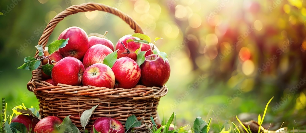 Basket With Red Apples In The Garden Picking Fresh Apples Basket With Red Apples In The Garden Picking Fresh Apples