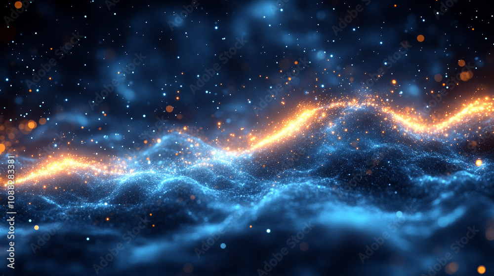 Fototapeta premium Abstract vector background featuring lights, creating a sense of energy and movement with soft glowing orbs and lines symbolizing connection, digital innovation, and futuristic possibilities