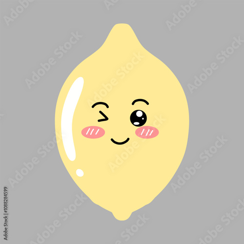 kawaii emoticon popular yellow lemon different face expression cartoon