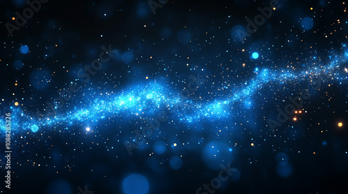 A blue abstract vector background with dynamic light patterns and glowing elements, evoking a sense of energy, depth, and digital transformation with vibrant colors and fluid design