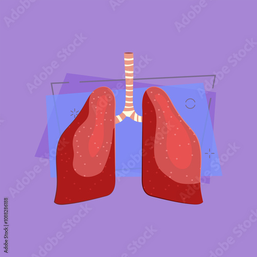 Human lungs illustration. Breathing, air, organ. Medicine concept. Vector illustration can be used for hospital, laboratory, medical colleges and universities, anatomy studying