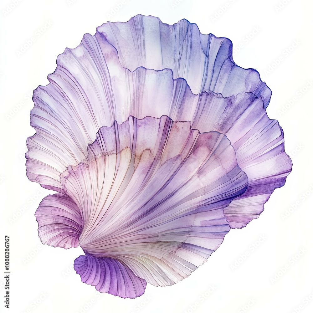 Fototapeta premium Delicate purple and white shell showcasing intricate patterns and textures against a minimalist background