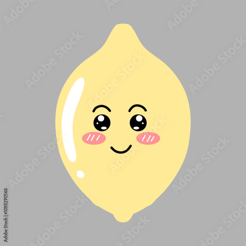 kawaii emoticon popular yellow lemon different face expression cartoon