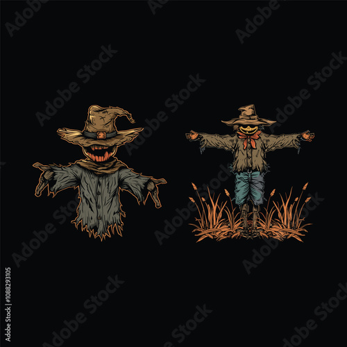 Scarecrow design vector vintage