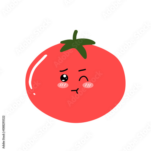 kawaii tomato character different face expression. kawaii variant expression face tomato cartoon design isolated on white background