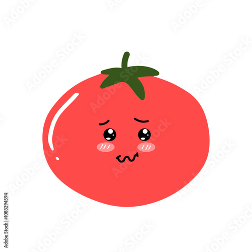kawaii tomato character different face expression. kawaii variant expression face tomato cartoon design isolated on white background