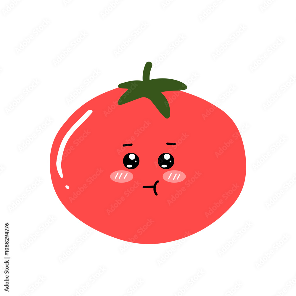 kawaii tomato character different face expression. kawaii variant expression face tomato cartoon design isolated on white background