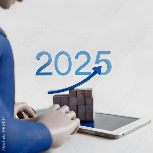 2025 goals with Business development concepts. Wallpaper, strategy and plans to success, background, Clay 