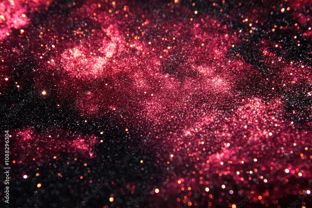 Fototapeta premium Close-up of pink glittering stilettos on shiny marble floor at a glamorous fashion event.
