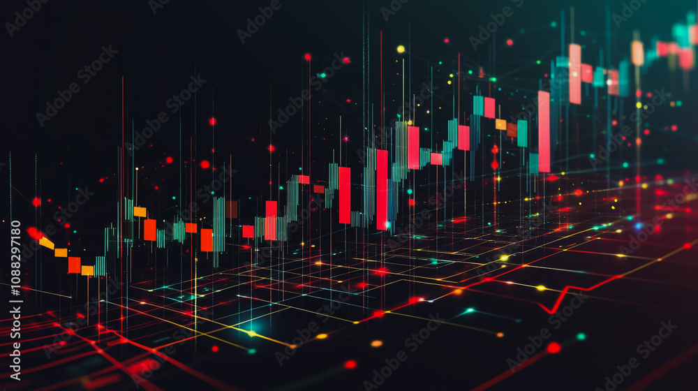 Abstract black background with 3D Colorful charts and graphs with statistics to innovative analyze business potential and forecast future development of companies growth. Abstract black background with 3D Colorful charts and graphs with statistics to innovative analyze business potential and forecast future development of companies growth.