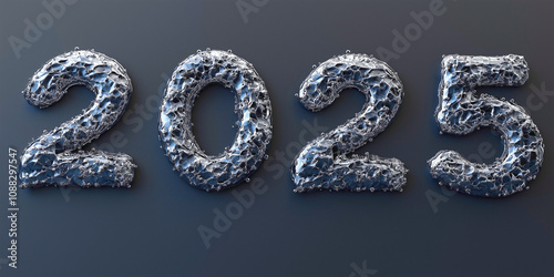 text 2025 in rough abstract 3d texture  