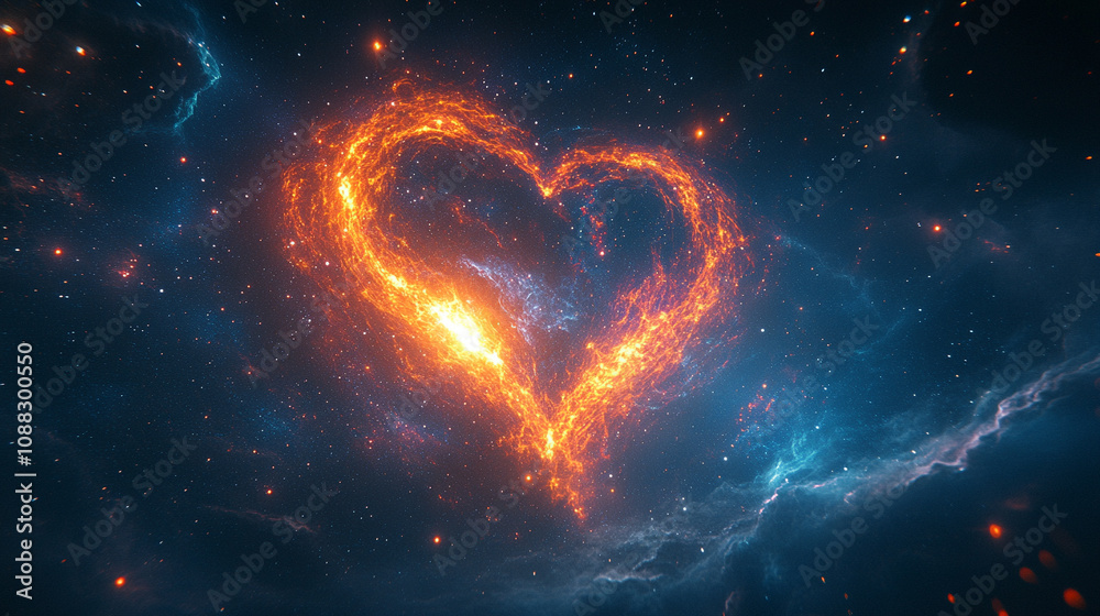 Colorful heart-shaped nebula in deep space with vibrant hues of pink, blue, and purple, surrounded by a cosmic background of stars and interstellar gas forming an ethereal and captivating scene Colorful heart-shaped nebula in deep space with vibrant hues of pink, blue, and purple, surrounded by a cosmic background of stars and interstellar gas forming an ethereal and captivating scene