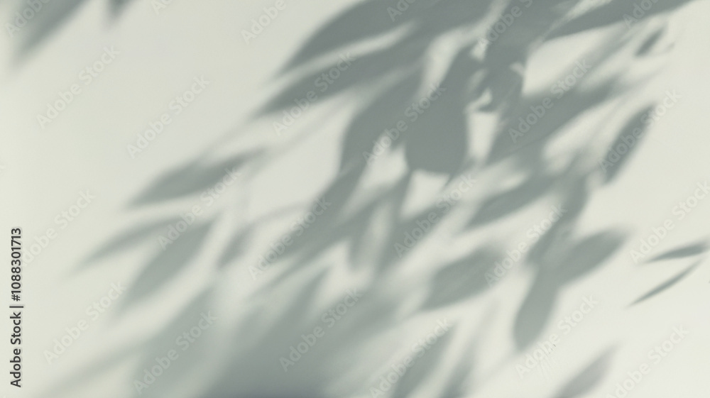 Obraz premium Closeup of soft leaves shadows on a wall.