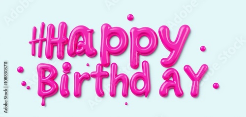 pink happy birthday text isolated on solid background