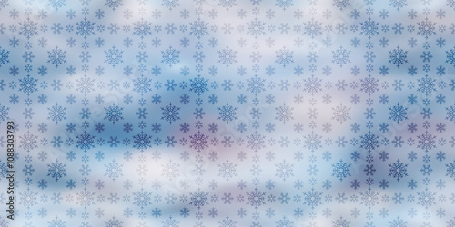 Vector winter background, snowfall and blizzard, snowflakes seamless pattern