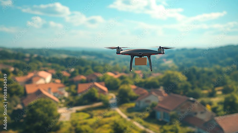 Quadcopter smart drone soaring against a clear blue sky showcasing cutting-edge technology and aerial innovation ideal for tech presentations product marketing or creative projects Quadcopter smart drone soaring against a clear blue sky showcasing cutting-edge technology and aerial innovation ideal for tech presentations product marketing or creative projects