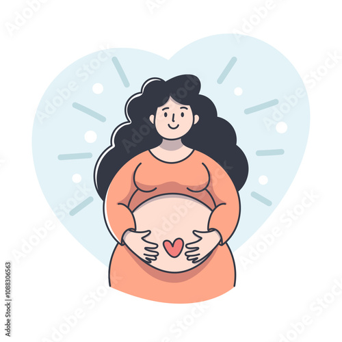 Pregnant Woman Holding Her Growing Belly – Motherhood Journey, Expectant Mom Embracing Baby Bump, Maternity Love and Care Concept | Motherhood Self Love