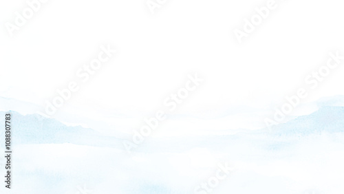 Abstract watercolor background image with a liquid splatter of aquarelle paint, isolated on white. Light blue tones.