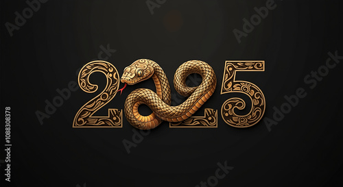 A stylized image of the Year of the Wood Snake (Chinese Zodiac for 2025), coiled gracefully around the numbers “2025”