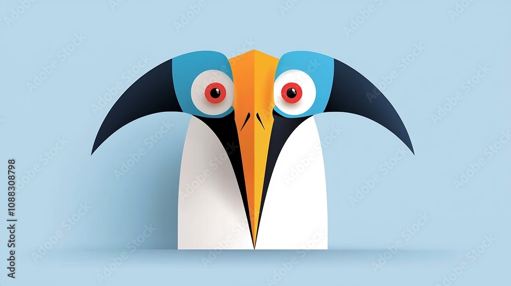 Naklejka premium Striking Casque and Vibrant Beak of a Majestic Hornbird Close Up Showcasing the Need for Conservation of This Unique Avian Species