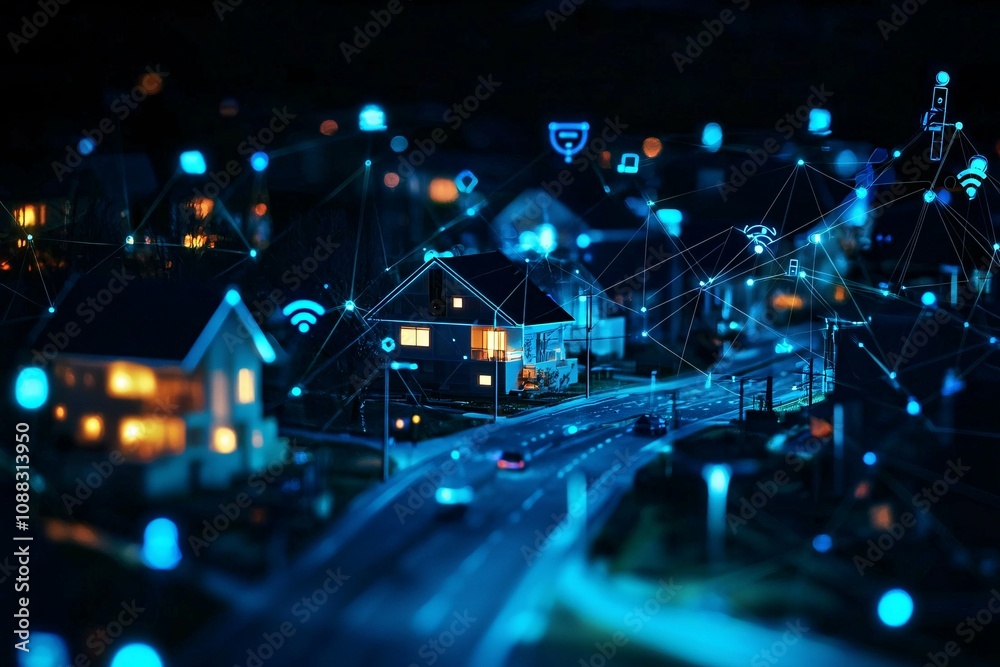 Isolated IoT illustration featuring interconnected smart devices and sensors, highlighting a network of technological elements such as smart homes. Isolated IoT illustration featuring interconnected smart devices and sensors, highlighting a network of technological elements such as smart homes.