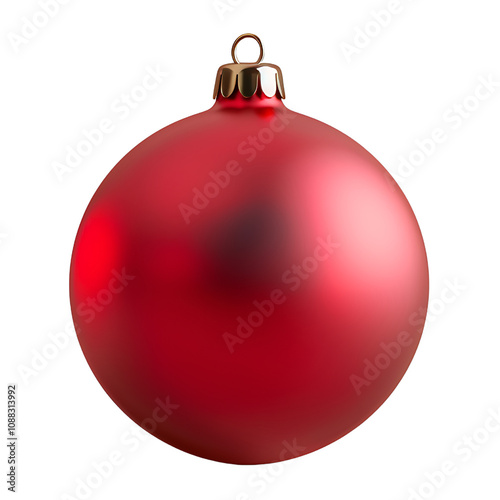 A single red Christmas bauble with a matte finish, resting on a plain light gray surface. 8k UHD, suitable for high-quality printing or digital display. 