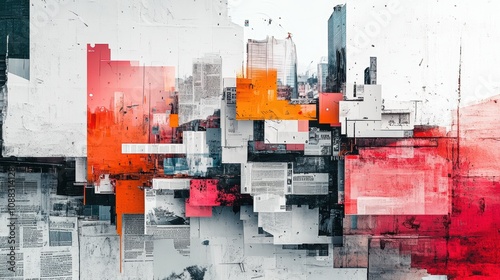 an abstract modern graphic collage with lots of white space around where you can see the paper, with newspaper and magazine image clippings depicting the sense of accessibility for all people