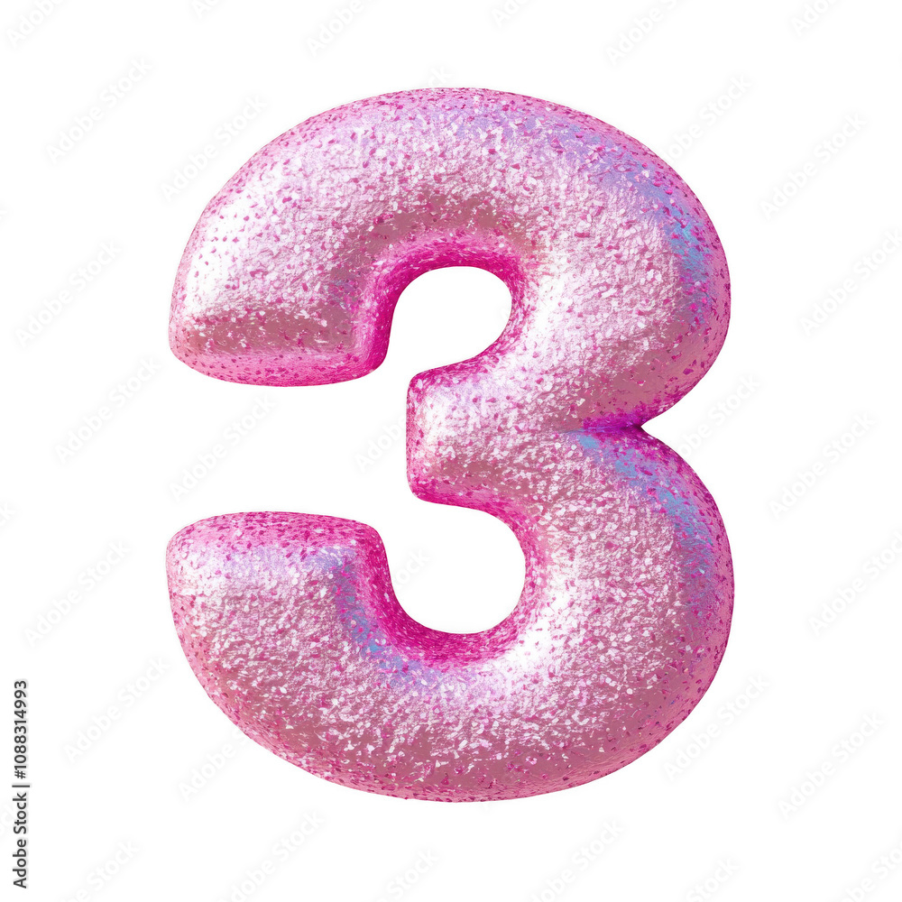 3d pink number 3 3d pink number 3