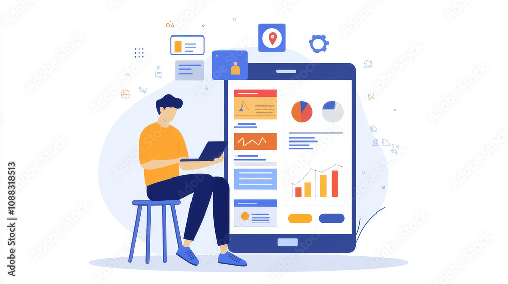 A businessman uses a mobile app to analyze data, track user engagement, and manage global networks. The app offers innovative solutions. A businessman uses a mobile app to analyze data, track user engagement, and manage global networks. The app offers innovative solutions.