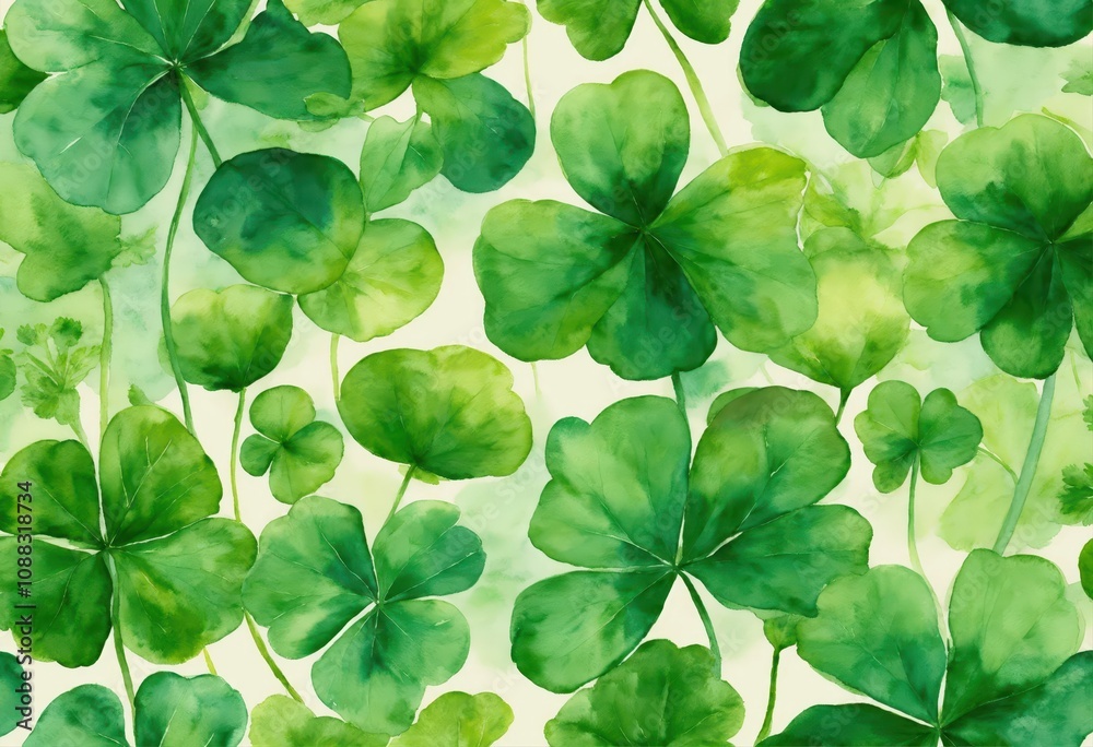 Delicate green background with clover leaves on white Delicate green background with clover leaves on white