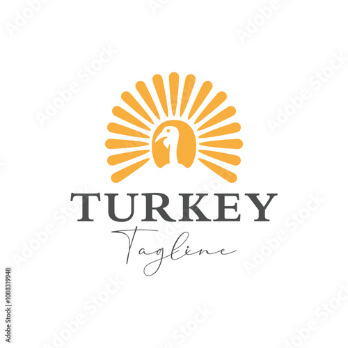 Turkey bird for holiday Thanks giving logo design photo