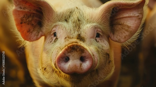 Veterinarian conducting a health examination of pigs at a specialized farm focused on animal reproduction and breeding practices photo