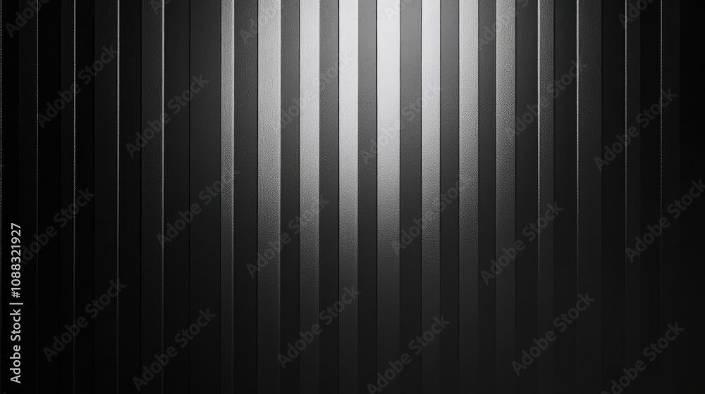 Obraz premium Textured striped wallpaper with vertical straight lines in varying shades of black and gray, creating a modern and elegant appearance.