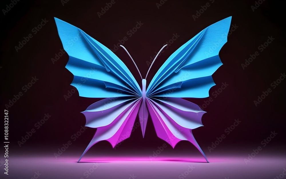 Butterfly Origami Art - Beautiful Blue and Pink Gradient Origami Butterfly Butterfly Origami Art - Beautiful Blue and Pink Gradient Origami Butterfly