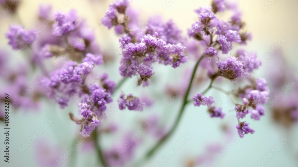 Obraz premium Close-up of purple wildflowers in soft sunlight, natural outdoor beauty, vibrant floral details