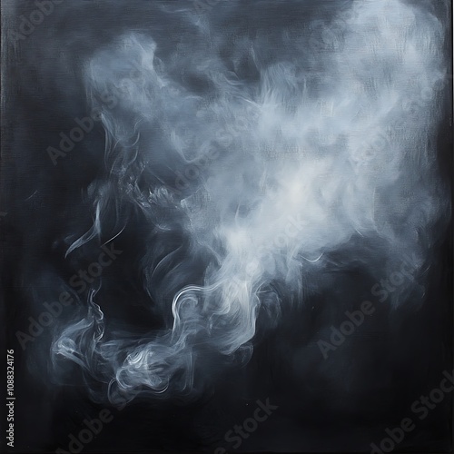 Abstract artwork depicting swirling, ethereal smoke on a dark background.