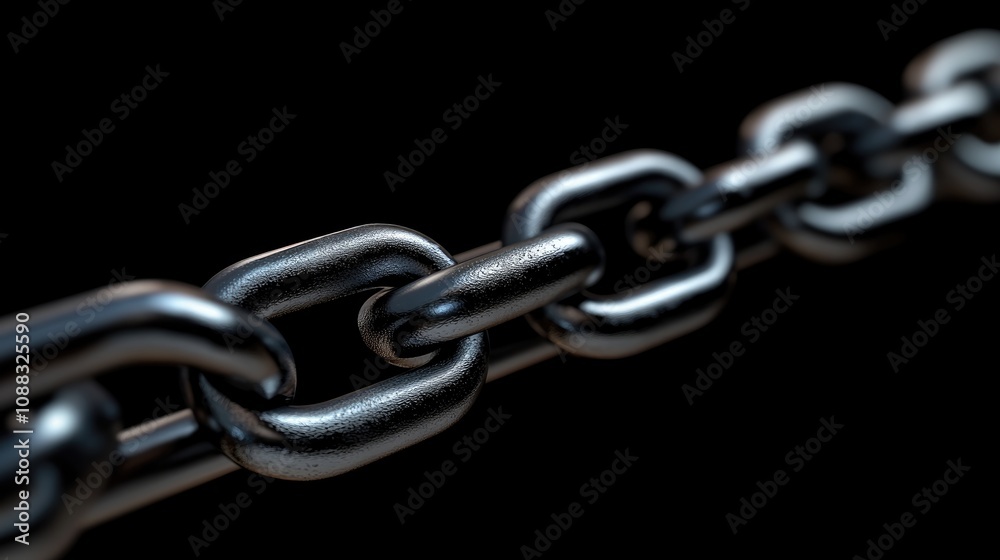 Black metal chain links arranged diagonally, symbolizing the interconnected nature of blockchain technology against a dark background. Black metal chain links arranged diagonally, symbolizing the interconnected nature of blockchain technology against a dark background.