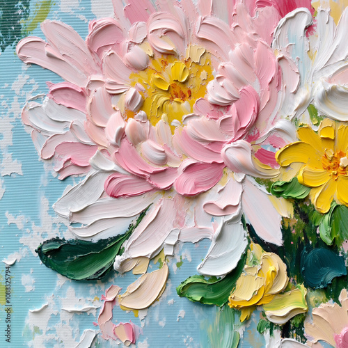 Beautiful Abstract Oil Painting Flower Bouquets 